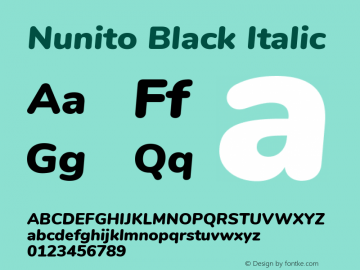 Nunito Black Italic Version 3.001图片样张