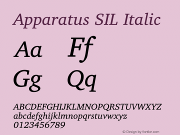 Apparatus SIL Italic Version 1.0 Font Sample