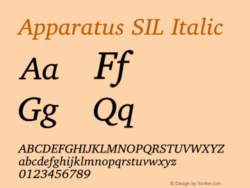 Apparatus SIL Italic Version 1.0 Font Sample