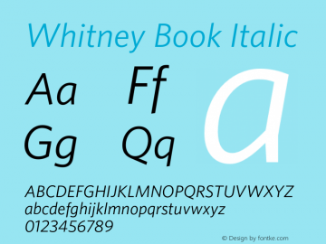 Whitney-BookItalic Version 1.200 Font Sample