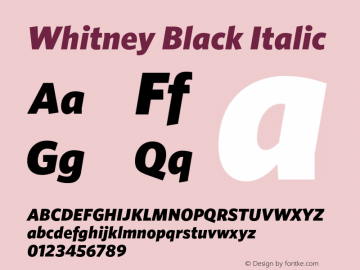 Whitney-BlackItalic Version 1.200 Font Sample