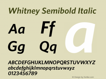 Whitney-SemiboldItalic Version 1.200 Font Sample