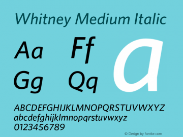 Whitney-MediumItalic Version 2.200 Basic (Latin-X) Font Sample