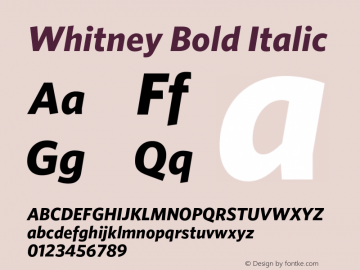 Whitney-BoldItalic Version 2.200 Basic (Latin-X) Font Sample