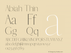 Abiah-Thin Version 1.0 Font Sample