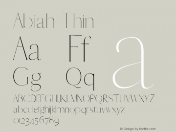 Abiah Thin Version 1.0 Font Sample