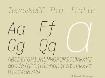 IosevkaCC Thin Italic 1.13.3; ttfautohint (v1.6) Font Sample