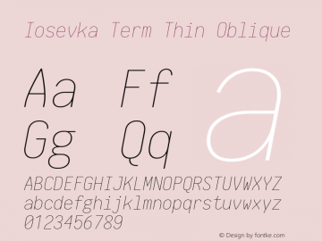 Iosevka Term Thin Oblique 1.13.3; ttfautohint (v1.6)图片样张