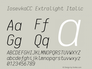 IosevkaCC Extralight Italic 1.13.3; ttfautohint (v1.6)图片样张