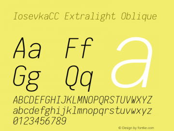 IosevkaCC Extralight Oblique 1.13.3; ttfautohint (v1.6) Font Sample