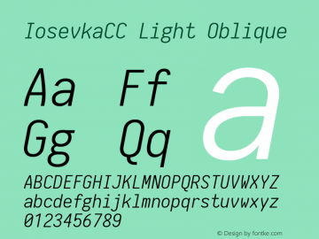 IosevkaCC Light Oblique 1.13.3; ttfautohint (v1.6) Font Sample