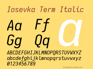 Iosevka Term Italic 1.13.3; ttfautohint (v1.6)图片样张