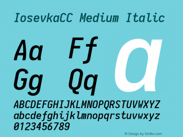 IosevkaCC Medium Italic 1.13.3; ttfautohint (v1.6) Font Sample