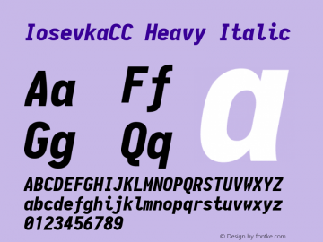 IosevkaCC Heavy Italic 1.13.3; ttfautohint (v1.6) Font Sample