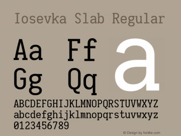 Iosevka Slab 1.13.3; ttfautohint (v1.6) Font Sample