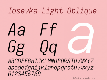 Iosevka Light Oblique 1.13.3; ttfautohint (v1.6)图片样张