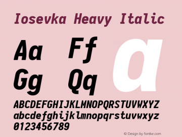 Iosevka Heavy Italic 1.13.3; ttfautohint (v1.6) Font Sample