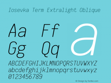 Iosevka Term Extralight Oblique 1.13.3; ttfautohint (v1.6)图片样张