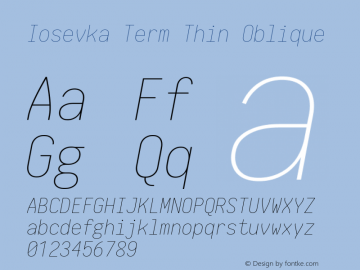 Iosevka Term Thin Oblique 1.13.3; ttfautohint (v1.6)图片样张