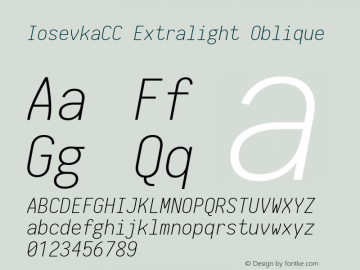 IosevkaCC Extralight Oblique 1.13.3; ttfautohint (v1.6) Font Sample