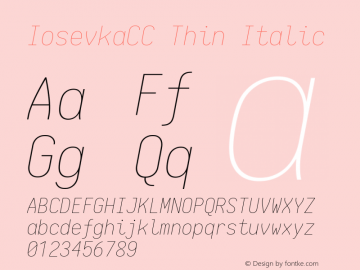 IosevkaCC Thin Italic 1.13.3; ttfautohint (v1.6) Font Sample
