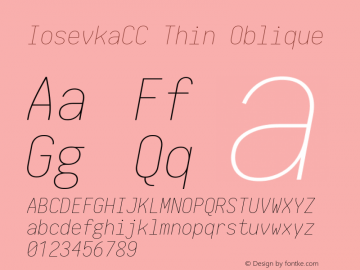 IosevkaCC Thin Oblique 1.13.3; ttfautohint (v1.6) Font Sample