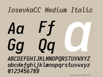 IosevkaCC Medium Italic 1.13.3; ttfautohint (v1.6)图片样张