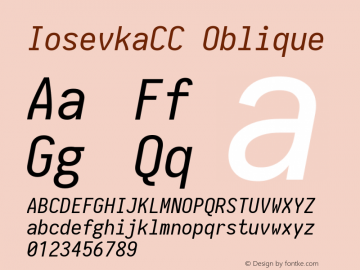 IosevkaCC Oblique 1.13.3; ttfautohint (v1.6) Font Sample
