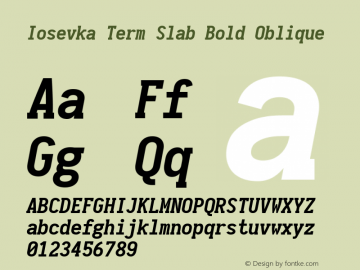 Iosevka Term Slab Bold Oblique 1.13.3; ttfautohint (v1.6)图片样张