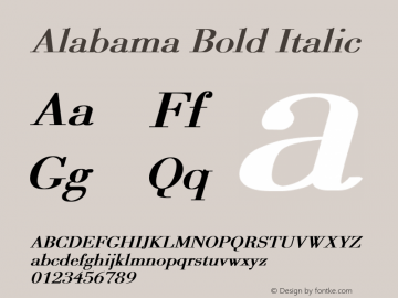 Alabama Bold Italic Unknown图片样张