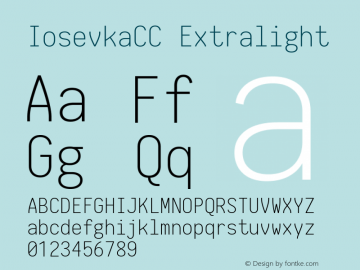 IosevkaCC Extralight 1.13.3; ttfautohint (v1.6) Font Sample