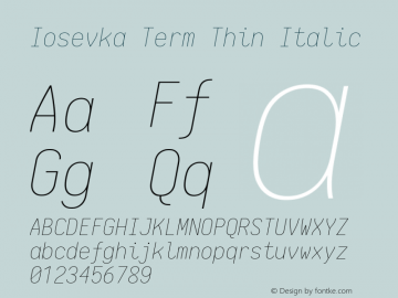 Iosevka Term Thin Italic 1.13.3; ttfautohint (v1.6)图片样张