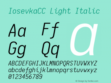 IosevkaCC Light Italic 1.13.3; ttfautohint (v1.6) Font Sample