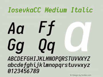 IosevkaCC Medium Italic 1.13.3; ttfautohint (v1.6)图片样张