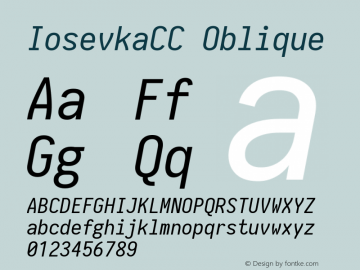 IosevkaCC Oblique 1.13.3; ttfautohint (v1.6) Font Sample