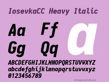 IosevkaCC Heavy Italic 1.13.3; ttfautohint (v1.6) Font Sample