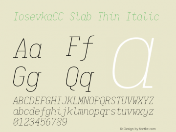 IosevkaCC Slab Thin Italic 1.13.3; ttfautohint (v1.6)图片样张