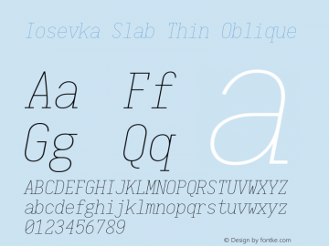 Iosevka Slab Thin Oblique 1.13.3; ttfautohint (v1.6)图片样张