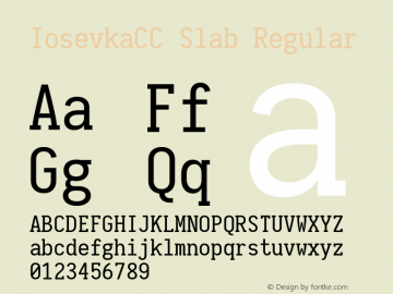 IosevkaCC Slab 1.13.3; ttfautohint (v1.6) Font Sample