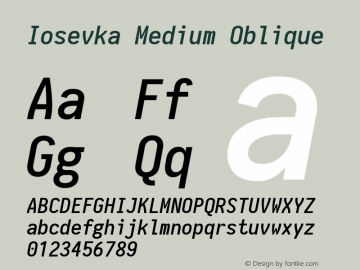 Iosevka Medium Oblique 1.13.3; ttfautohint (v1.6)图片样张