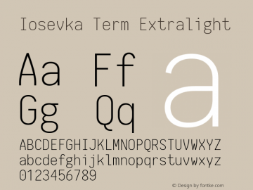 Iosevka Term Extralight 1.13.3; ttfautohint (v1.6)图片样张