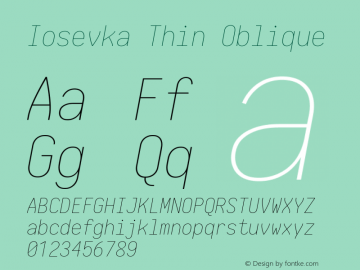 Iosevka Thin Oblique 1.13.3; ttfautohint (v1.6)图片样张