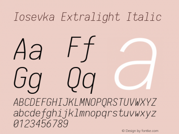 Iosevka Extralight Italic 1.13.3; ttfautohint (v1.6)图片样张
