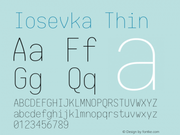 Iosevka Thin 1.13.3; ttfautohint (v1.6) Font Sample