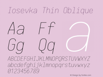 Iosevka Thin Oblique 1.13.3; ttfautohint (v1.6)图片样张