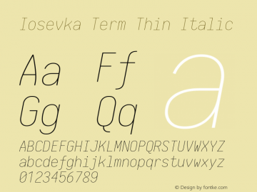 Iosevka Term Thin Italic 1.13.3; ttfautohint (v1.6)图片样张