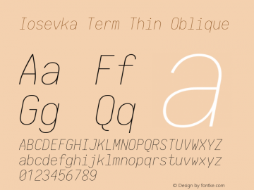 Iosevka Term Thin Oblique 1.13.3; ttfautohint (v1.6)图片样张