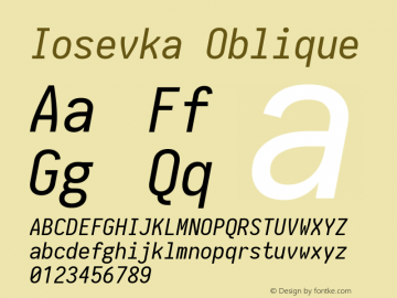 Iosevka Oblique 1.13.3; ttfautohint (v1.6)图片样张