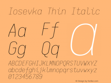 Iosevka Thin Italic 1.13.3; ttfautohint (v1.6)图片样张