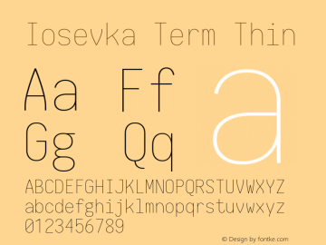 Iosevka Term Thin 1.13.3; ttfautohint (v1.6)图片样张